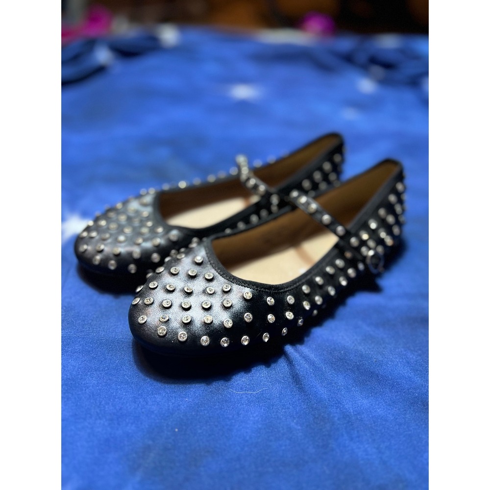 House of Harlow 1960 Flashy Black Rhinestone Studded Mary Jane Ballet Flats 9.5M